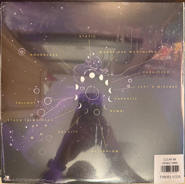 Sleep Theory Afterglow vinyl LP back cover with clear with orange swirl variant sticker and barcode