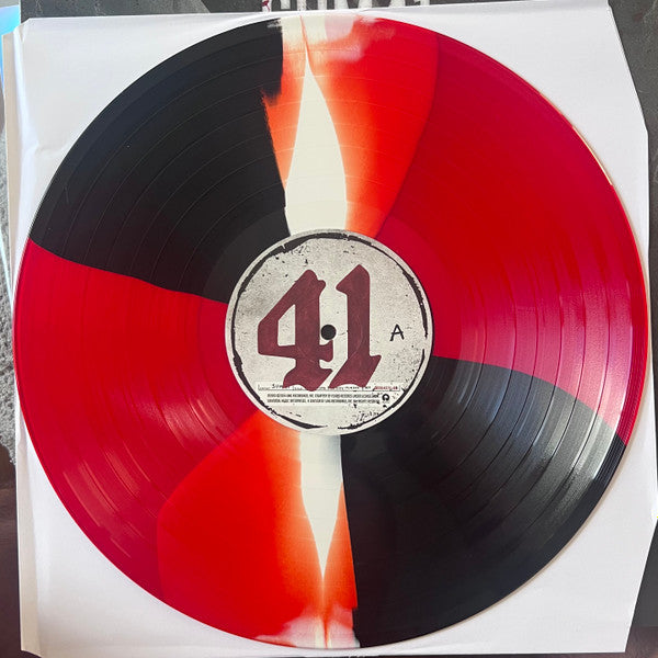 Sum 41 Screaming Bloody Murder limited edition red, black & white twist vinyl LP and label