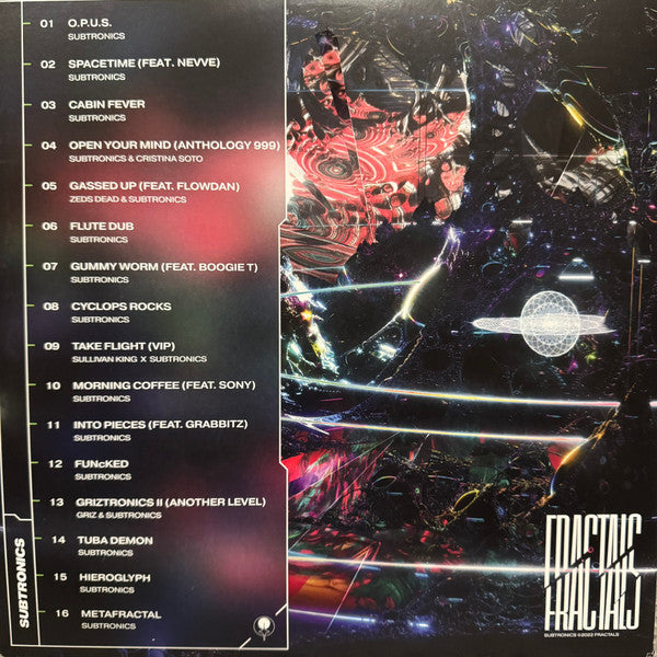 Subtronics Fractals 2LP vinyl back cover with tracklist