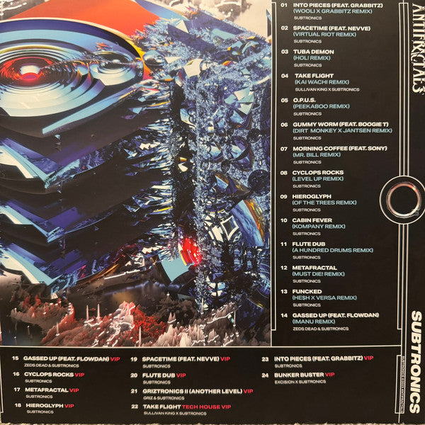 Subtronics Antifractals vinyl 2LP back cover with track list