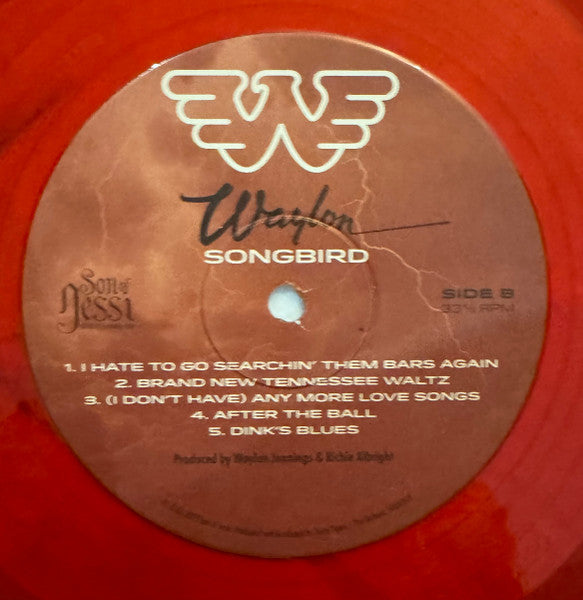 Waylon Jennings Songbird red smoke vinyl side B label