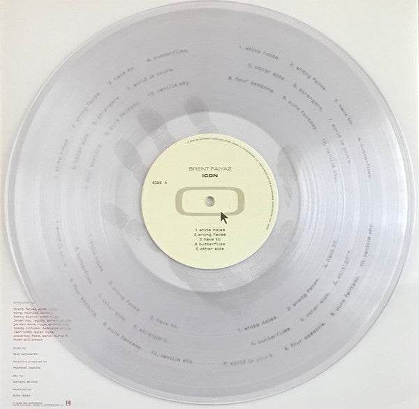 Brent Faiyaz Icon limited edition clear vinyl LP on back cover