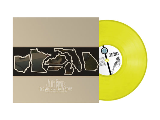 Jetty Bones Old Women and Crucial States limited edition bright yellow vinyl LP mockup