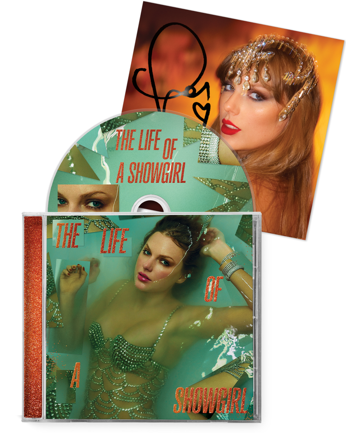 Taylor Swift The Life Of A Showgirl CD mockup with signed photo 1