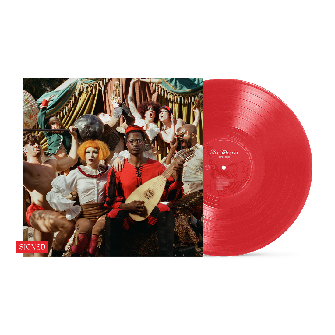 SIGNED Haute & Freddy Big Disgrace neon coral vinyl LP signed mockup