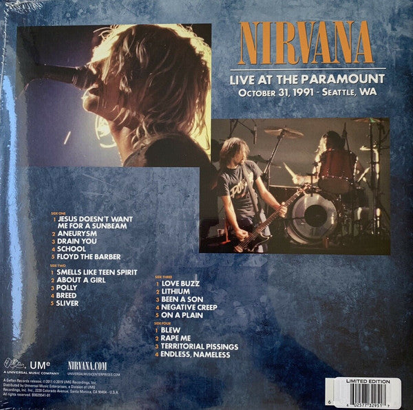 Nirvana : Live At The Paramount (2xLP, Album, Ltd, Ora)