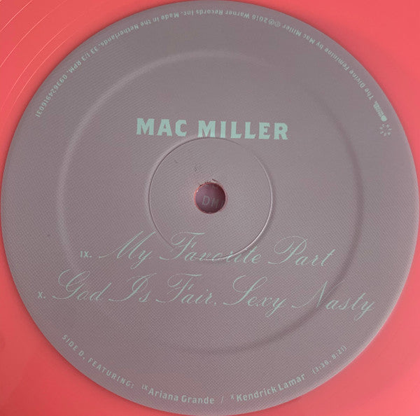 Mac Miller The Divine Feminine hot pink vinyl Mac Miller label close-up