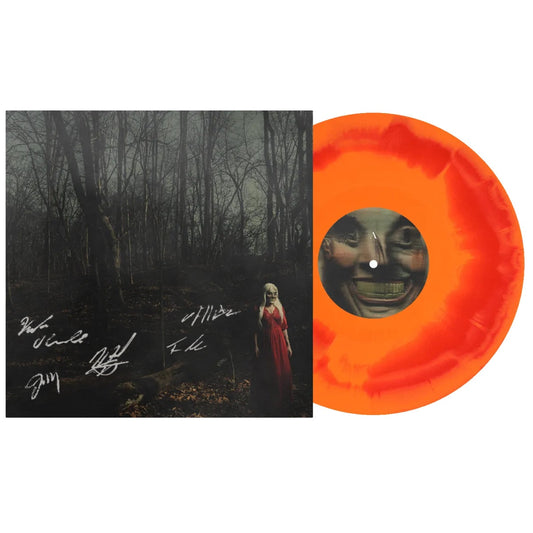 SIGNED 156/Silence From A Distance orange red A/B side vinyl LP signed jacket mockup