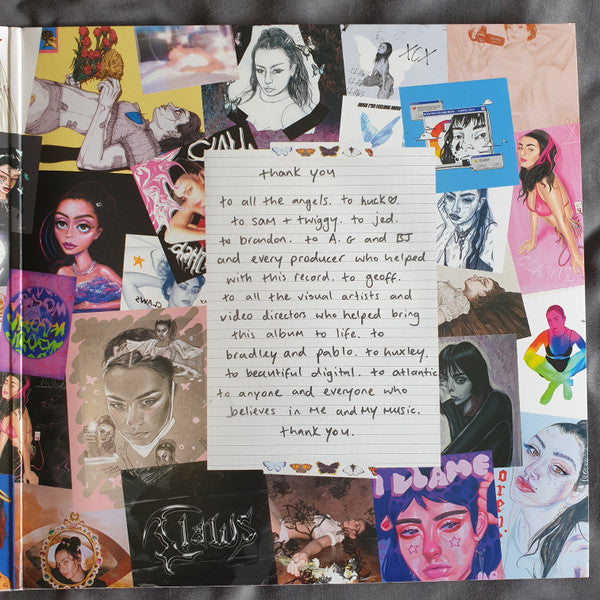 Charli XCX How I'm Feeling Now vinyl LP gatefold collage with thank-you note