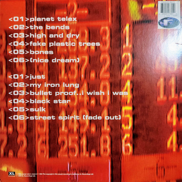 Radiohead The Bends vinyl LP back cover with tracklist and barcode