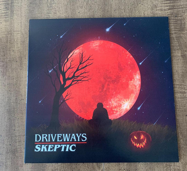 Driveways Skeptic 12" vinyl EP front cover with red moon