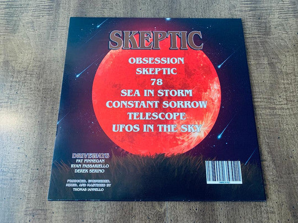 Driveways Skeptic 12" vinyl EP back cover with tracklist and barcode