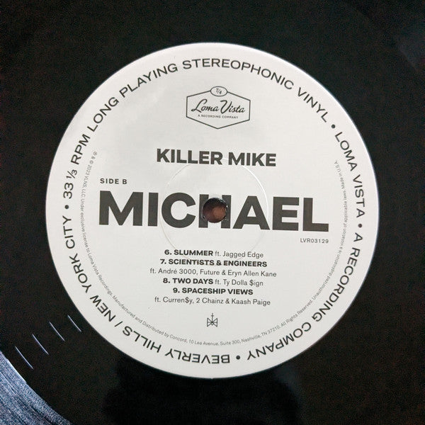 Killer Mike Michael vinyl record, side B label