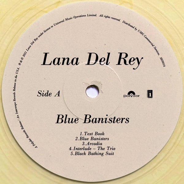 Lana Del Rey Blue Banisters limited edition yellow vinyl record, side A label