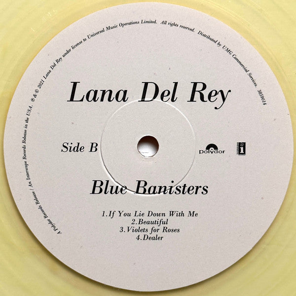 Lana Del Rey Blue Banisters yellow vinyl record, side B label