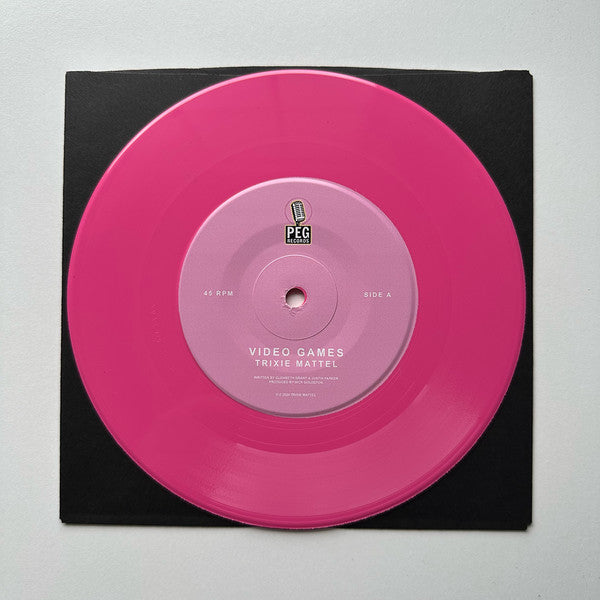 Trixie Mattel Video Games limited edition bubblegum pink 7" vinyl, side A label