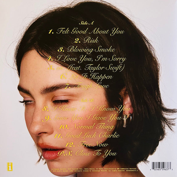 Gracie Abrams The Secret Of Us vinyl LP back cover with track list