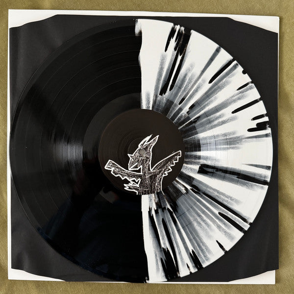 Menomena I Am The Fun Blame Monster black, white split vinyl record and label