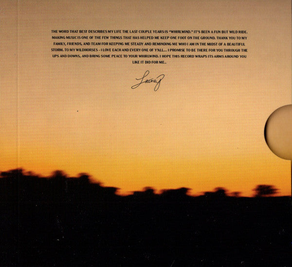 Lainey Wilson Whirlwind CD digipak inside panel with signed note