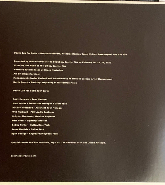 Death Cab For Cutie : Live At The Showbox (2xLP, Album, RE, Bla)