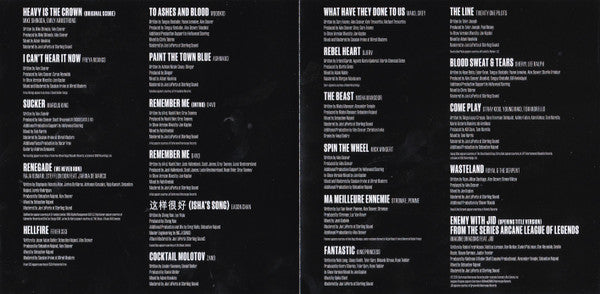 Various Arcane League of Legends Season Two Soundtrack CD booklet tracklist and credits