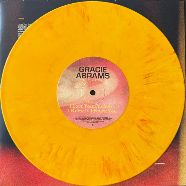 Gracie Abrams Live From Vevo limited edition orange marbled 10" vinyl EP, side A disc and label