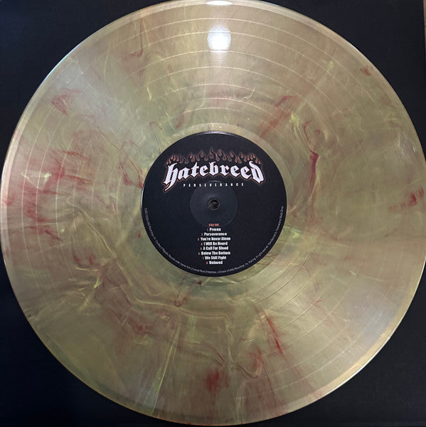 Hatebreed Perseverance limited edition sunflare vinyl LP disc and label