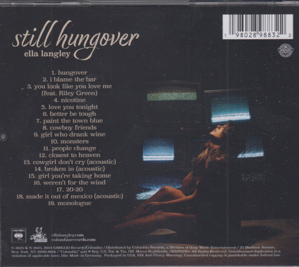 Ella Langley Still Hungover CD back cover with tracklist and barcode