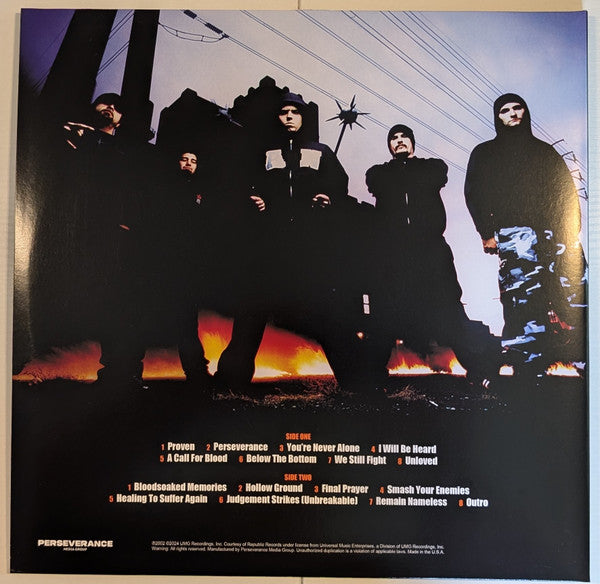 Hatebreed Perseverance vinyl LP back cover with track list