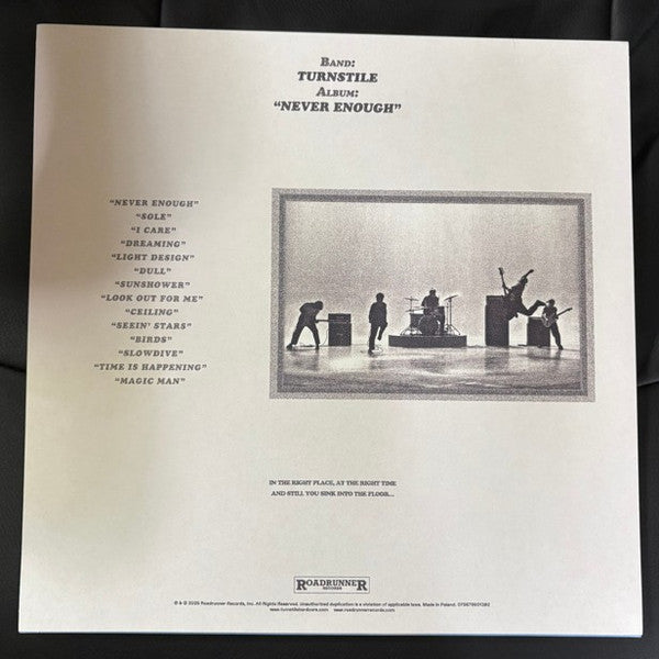 Turnstile Never Enough vinyl LP back cover with track list
