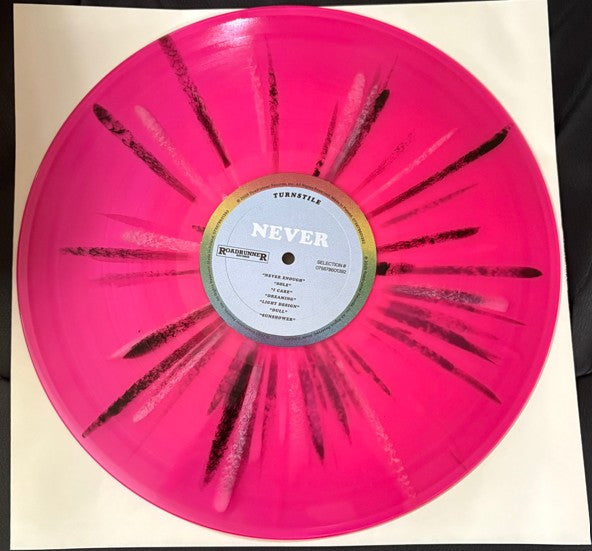 Turnstile Never Enough limited edition City Pink splatter vinyl record and label