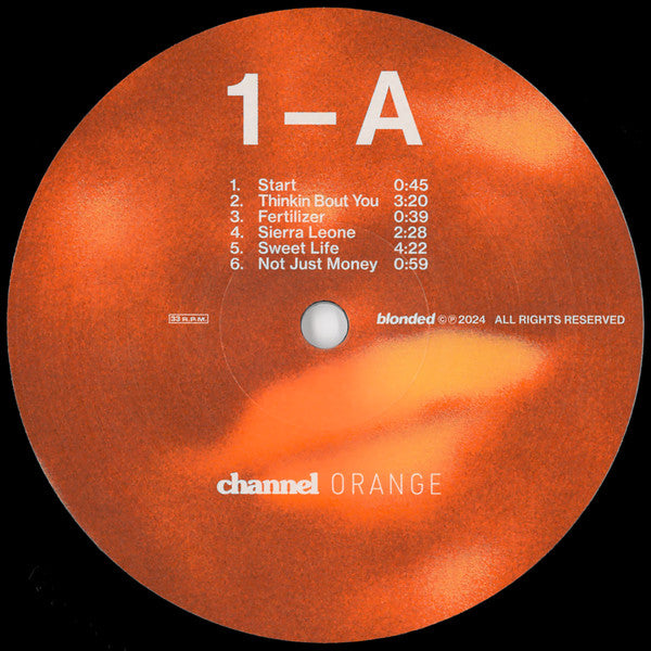Frank Ocean Channel Orange vinyl 2LP side 1-A label