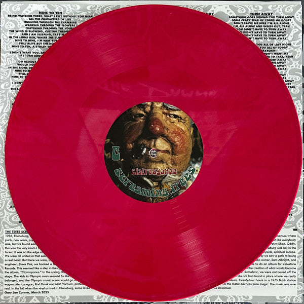 Screaming Trees Clairvoyance limited edition candy cane red marbled vinyl record and label