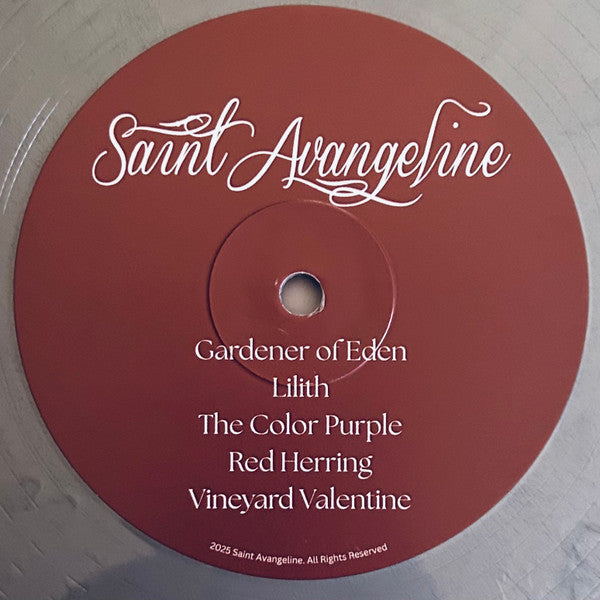 Saint Avangeline Gardener Of Eden limited edition liquid silver vinyl, side A label