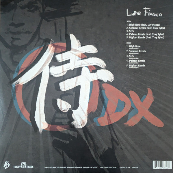 Lupe Fiasco Samurai DX vinyl LP back cover with track list