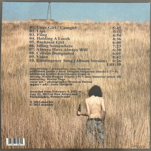 Jane Remover Census Designated vinyl 2LP back cover with tracklist and barcode