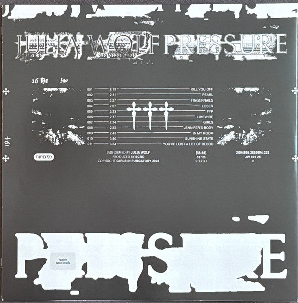 Julia Wolf Pressure vinyl LP back cover with track list