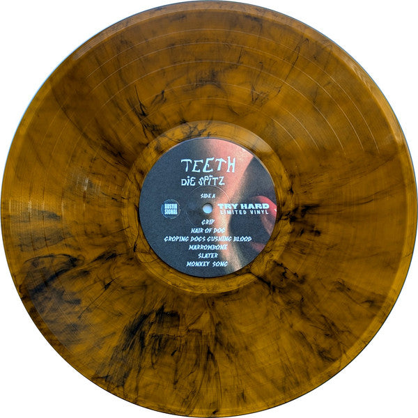Die Spitz Teeth + Evangeline limited edition tortoise shell vinyl record, side A label