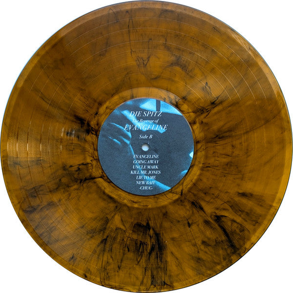 Die Spitz Teeth + Evangeline tortoise shell vinyl record, side B label