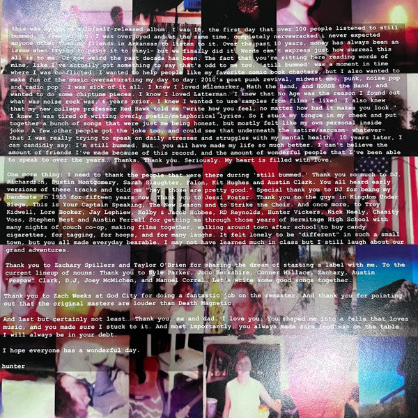 Nouns Still Bummed vinyl LP liner notes insert