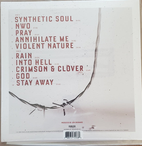 I Prevail Violent Nature vinyl LP back cover with tracklist and barcode