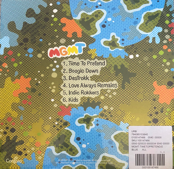 MGMT Time To Pretend vinyl LP back cover with barcode sticker
