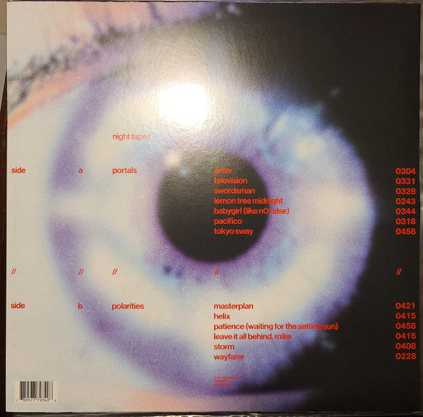 Night Tapes portals//polarities vinyl LP back cover with tracklist and barcode