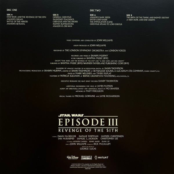 John Williams (4) : Star Wars Episode III: Revenge Of The Sith (Original Motion Picture Soundtrack) (2xLP, Album, RE, RP)