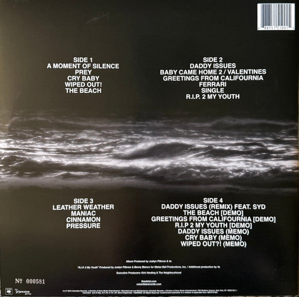 The Neighbourhood Wiped Out! vinyl 2LP back cover with track list and foil number