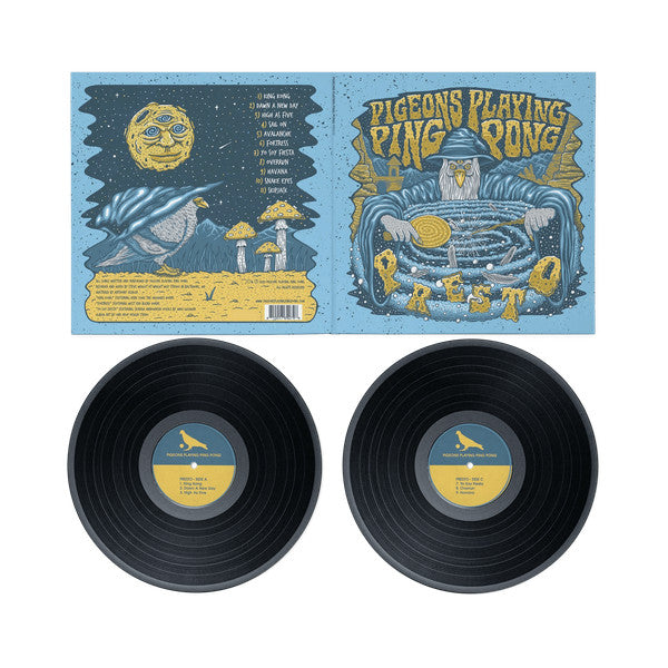 Pigeons Playing Ping Pong Presto vinyl 2LP back and front cover with both records, mockup