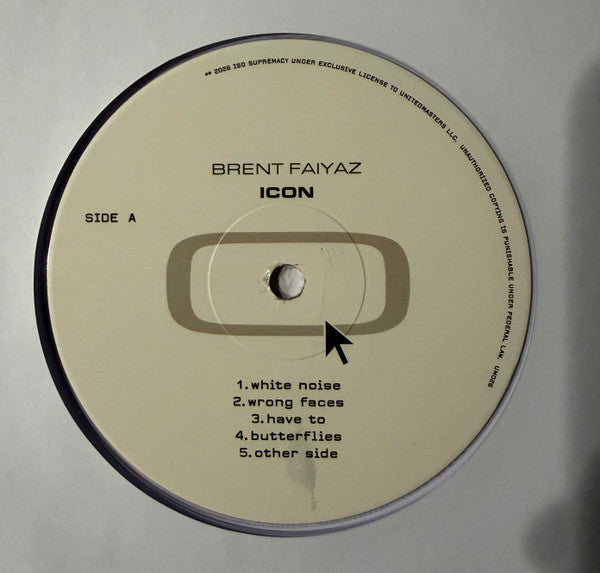 Brent Faiyaz Icon vinyl LP side A label