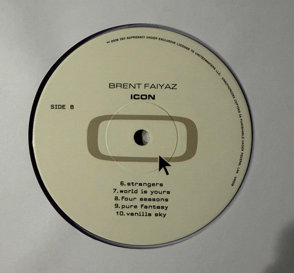 Brent Faiyaz Icon vinyl LP side B label