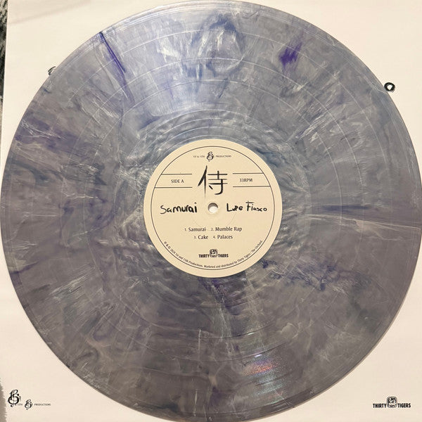 Lupe Fiasco Samurai limited edition Decepticon marbled vinyl LP and label