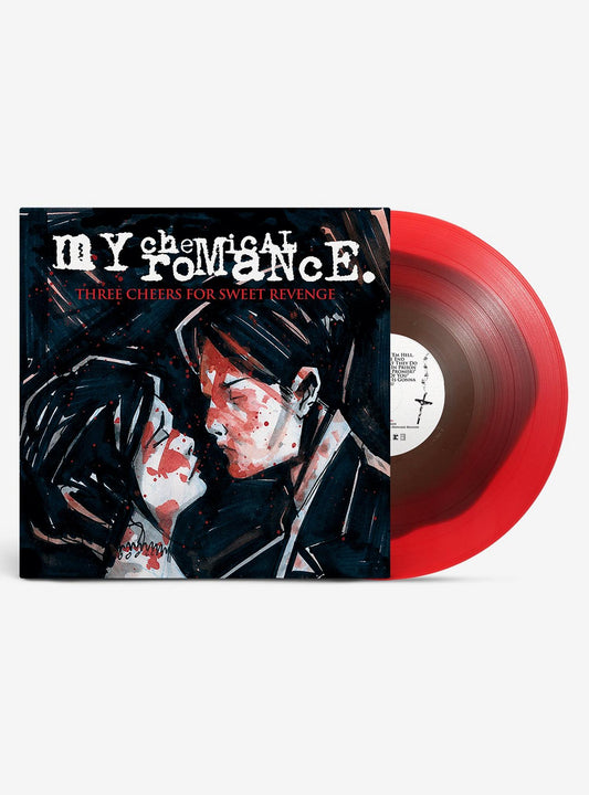 My Chemical Romance Three Cheers For Sweet Revenge limited edition ruby, ghostly swirl vinyl LP mockup